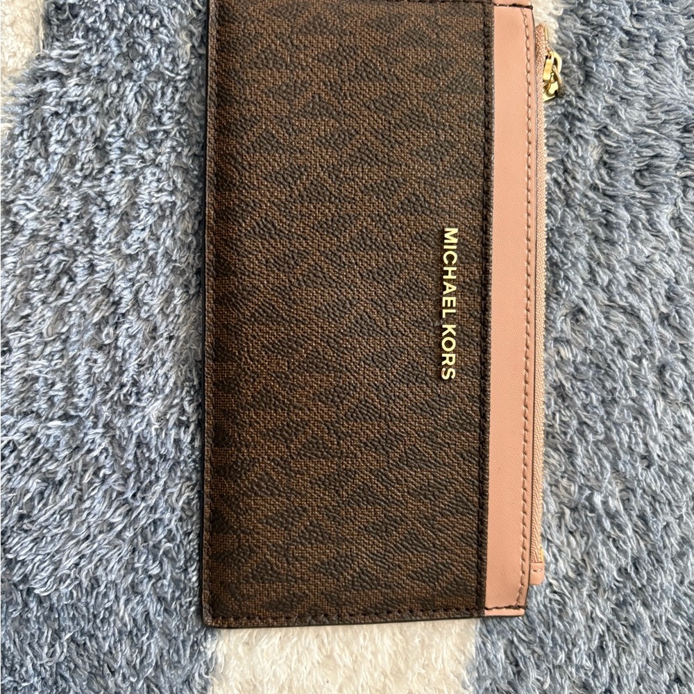 Michael Kors Brown and Pink Slim Wallet